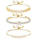 Tennis Bracelet for Women Cubic Zirconia Bracelets Adjustable Slider Bracelets - color: Gold