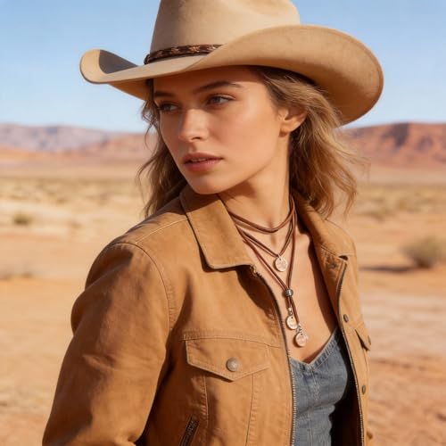 Boho Necklaces for Women Long Leather Cowgirl Necklace for Western Dress Country Concert Outfits Nashville Western Outfit for Women Cowgirl Accessories Trendy - color: A3:boho necklaces