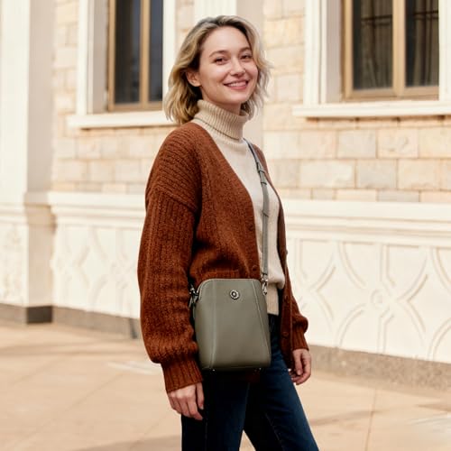 Genuine Leather Small Crossbody Bags for Women | Lightweight Shoulder Purse, Designer Handbag with Adjustable Strap, Casual Travel Everyday Bag - color: Gray