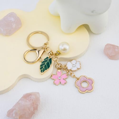 Cute Flower Keychain Mini Tassels Tote Bag Keychain Purse Charms | Purse Charms For Handbags Kawaii Bag Charms For Tote Bags Mini Girls Backpack Keychains Accessories