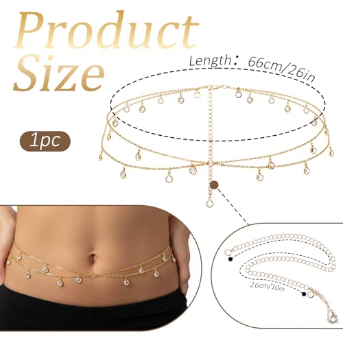 Belly Chain Waist Chains for Women, Sexy Body Chains Boho Layered Beach Waist Chain Adjustable Bikini Body Jewelry Waist Jewelry for Women Back Jewelries for Backless Dress