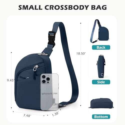 TOPEAST Anti Theft Crossbody Bags for Women Men, Small Sling Crossbody Bag Travel Purse Shoulder Wallet with RFID Blocking - color: 2-blue