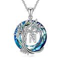 TOUPOP Gifts for Women Tree of Life Initial Necklace 925 Sterling Silver Letter Pendant with Blue Crystal Birthday Jewelry Gifts for Women Her Mom Wife Daughter - color: Tree of Life N Initial