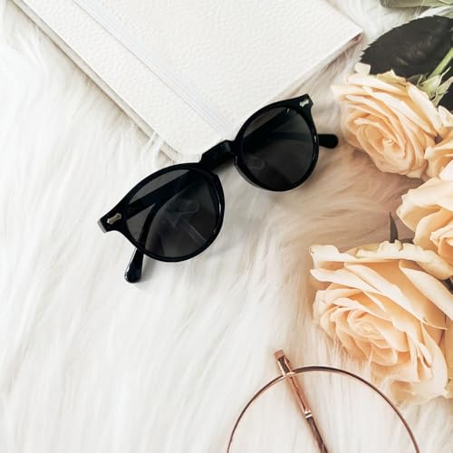 Ridering Kids Polarized Round Sunglasses,Cute Retro Sun Glasses for Toddler Girls Boys Party Beach Shades Age 3-9 - color: Black