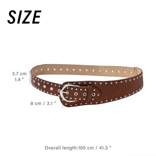 MILAKOO Vintage Punk Leather Waist Belt for Women 80s Goth Costume Cinch Belts Ladies Western Belt for Jean - color: B2: Brown