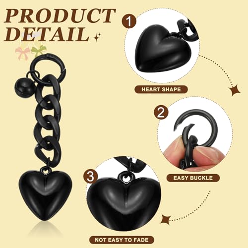 PATIKIL Cute Heart Keychain for Women, Heart Purse Charm Bag Charm Accessories for Handbag Car Purse Backpack - color: Black
