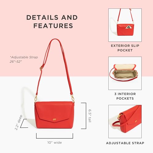 Freshly Picked Classic Crossbody Bag for Women - Stylish Handbag and Crossbody Purse Made with Premium Vegan Leather - color: Poppy