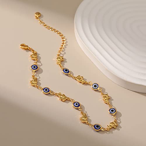 Yumikoo 18k Gold Plated Anklet Ankle Bracelets for Women - style: Evil Eye Lucky Elephant