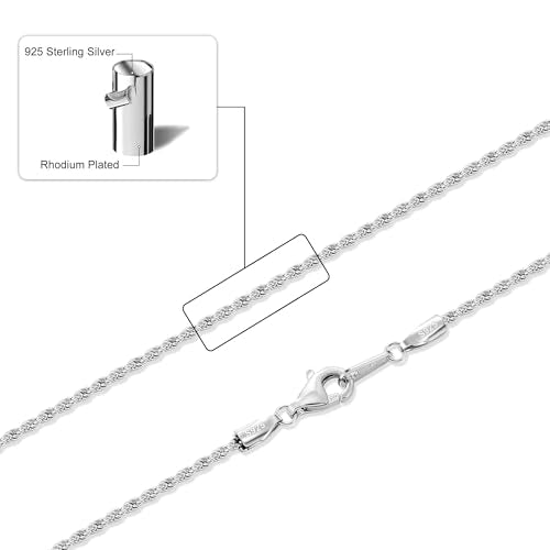 Gacimy 925 Sterling Silver Rope Chain for Women Men, 1.2mm 1.5mm 1.8mm Width 16 18 20 22 24 Inches Length - size: 16 Inches, style: 1.5MM-Width