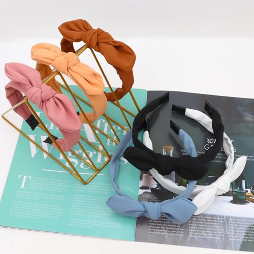 Jaciya Bow Headbands for Girls Women Hair Accessories Thin Headband with Bow Knotted Head Band Bunny Ears Hairband - color: Color 2