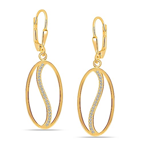 LeCalla 925 Sterling Silver Leverback Drop Earrings | Lightweight Celtic-Knot Filigree Heart Teardrop Dangle Earring for Women's Gift for Her - color: CZ Oval Shape