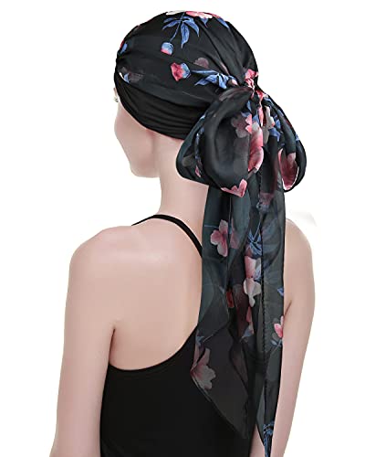 Chemo Headwear Turbans for Women Long Hair Head Scarf Headwraps Cancer Hats - color: Both Burgundy