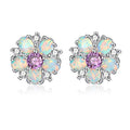 CiNily Flower Earrings,Opal Stud Earrings Sterling Silver or White Gold/Rose Gold Plated Ladies Flower Stud Earrings Cute Unique Earrings for Girls - color: purple