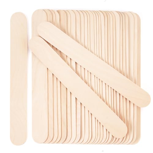 60 PCS Jumbo Popsicle Sticks,8 Inch Natural Wooden Craft Sticks | Large wooden sticks for craft models,plant labels,waxing use,mixing tasks and art supply organization - color: undyed