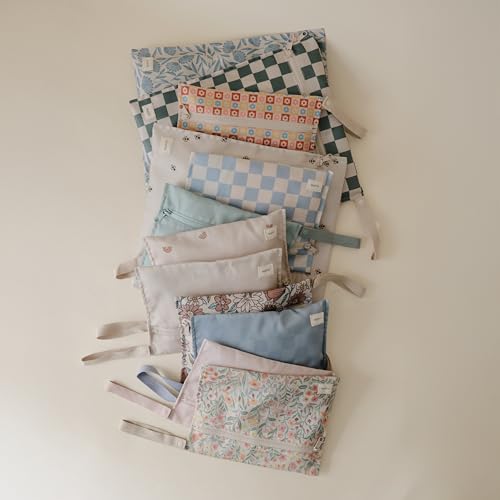 mushie Water Resistant Wet Bags | Large & Small Reusable Storage Bag for Baby Items and Travel | Zippered Pockets with Handle | Machine Washable, Set of 2 (Blue Flowers) - color: Blue Flowers