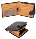 Soft Leather Wallet for Men – Genuine Bifold with Zipper Coin Pocket – Holds Bills, Credit Cards, Coins – RFID Blocking Protection – Stylish, Durable & Practical Leather Wallet for Men - color: Black - Camel