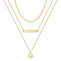 Turandoss Gold Layered Necklaces for Women - 14K Gold Plated Handmade Multilayer Bar Pearls Coin Disc Moon Butterfly Medallion Adjustable Dainty Layered Choker Necklaces for Women Jewelry - style: 3PCS - Coin&Bar&Hammered Disc