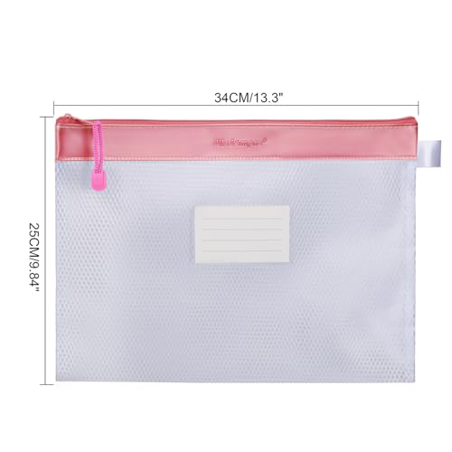 Wisdompro Zipper Pouch, 4 Packs Durable Letter Size Waterproof Mesh File Bag, Document Organizer - Blue/Purple/Yellow/Pink - color: Blue/Purple/Yellow/Pink
