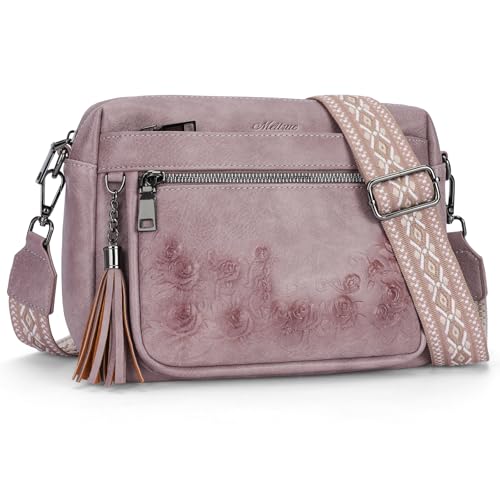 MEITRUE Crossbody Bags for Women, Vegan Leather Crossbody Purse Trendy Multi Pockets Shoulder Handbag with Tassel - color: 09-antique Purple
