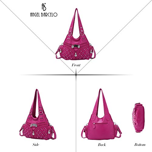 Angel Barcelo Purses for Women Large Shoulder Bag Soft Hobo Bags for Women - color: Rose