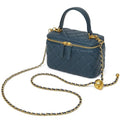 DORIS&JACKY Small Quilted Box Crossbody Purse For Women, Designer Lambskin Leather Mini Top Handle Tote Bag With Chain Strap - color: 4-blue
