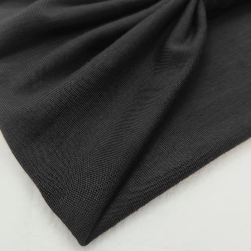 YONUF Wide Boho Headbands for Women Fashion Knotted Headband Yoga Workout Hair Accessories African Head Wrap Black 4 Pack - color: Black