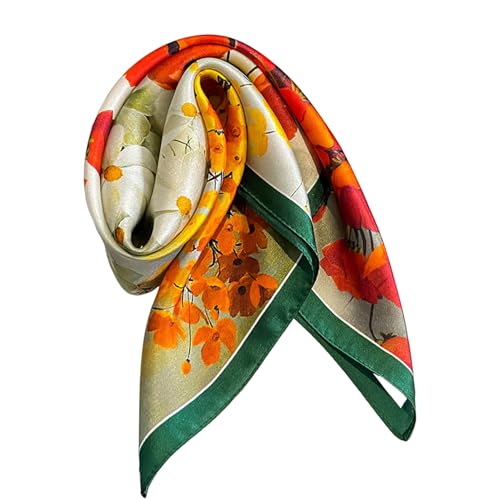 Aufeel Women's 100% Pure Mulberry Silk Small Square Scarf - Neckerchief Women - Silk Headscarf - 21" x 21" - color: Bloom