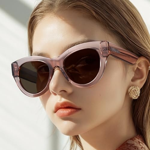 ZENOTTIC Polarized Sunglasses Women Round: Trendy Sun Glasses for Ladies - Retro Classic Shades UV400 Protection - color: C05 Crystal Brown Frame Brown Lens