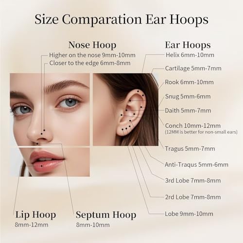 2Pcs Nose Ring Hoop Set: 14G 16G 18G 20G 316L Surgical Steel Septum Rings Hypoallergenic Body Jewelry 6/7/8/9/10/12MM Cartilage Earrings for Women Men - color: Black-2pcs cz rings