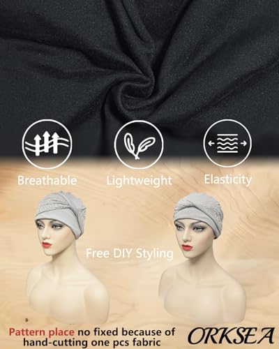 Chemo Headwear for Women Knot Beanies with Stretch Elastic Turbans Soft Cancer Hats Head Coverings Scarf Headwraps - color: Black
