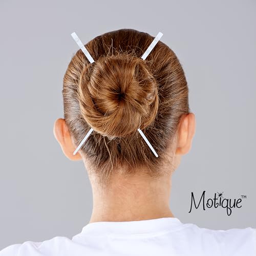 Set of 2 Hair Sticks with 3 Diamonds Chopsticks - White - color: White