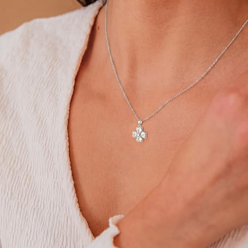 Dainty Gold Necklaces for Women Trendy Non Tarnish 14K Gold Plated Cubic Zirconia Necklace Layered Simple Cute Four Leaf Clover Choker Jewelry Birthday Gifts - color: Silver, style: Cable CZ