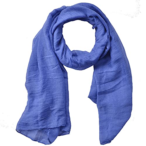 woogwin Women's Cotton Scarves Lady Light Soft Fashion Solid Scarf Wrap Shawl - color: Denimblue
