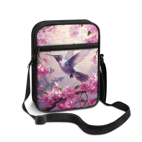 Womens Crossbody Bag Cell Phone Purse Wallet Small Shoulder Handbag for Workout Travel Gym - color: Hummingbird Floral
