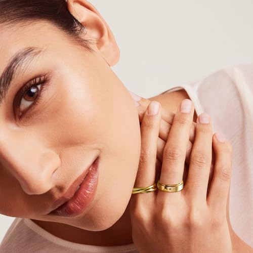 FEYIR 8 Pcs Fidget Rings for Women Anxiety Spinner Stainless Steel CZ Band Ring Spinning Rings Set for Anxiety - color: 9pcs-Gold