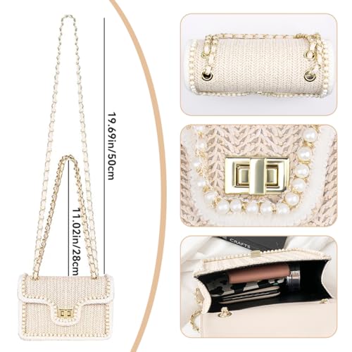 Women Shoulder Bag, Flap Crossbody Bag for Girls Stylish Evening Purse with Pearls Decor - size: Small