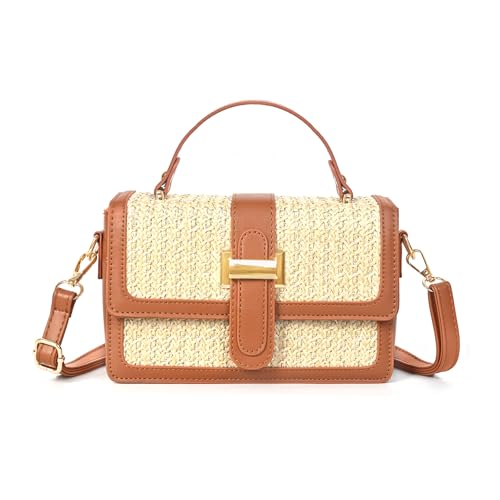 Straw Crossbody Bags for Women Summer Straw Clutch Bag Woven Beach Purse Vacation Handbags | Straw - color: A Brown