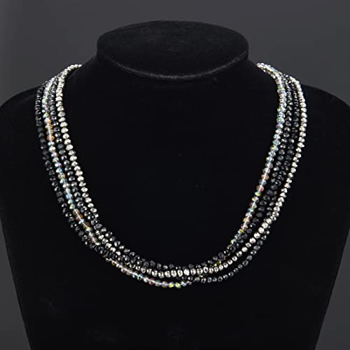 Noessla Beaded Statement Necklaces for Women Layered Chunky Bead Necklace Fashion Costume Jewelry Gifts for Mom - color: 029-Black