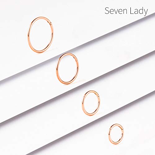 4Pcs 16G 18G 20G Surgical-Steel-Piercing-Ring-Nose-Rings-Hinged-Hoop-Earrings,6mm 8mm 10mm 12mm Seamless Stainless Steel Clicker Eyebrow Septum Piercing Hoop,Sliver Black Gold Rose Gold Rainbow Body Jewelry Set - color: 18G Rose Gold