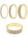 Zealmer Sparkle Multicolor Rhinestone Stackable Stretch Bracelets for Women - color: 4pcs Pack Gold