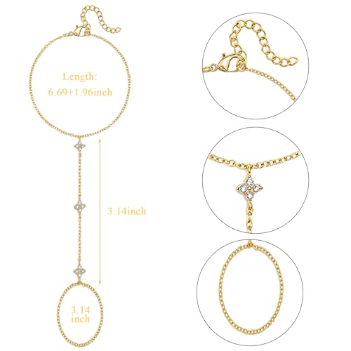 5PCS Hand Chain Bracelets for Women Ring Bracelet Adjustable Gold Bracelets Summer Jewelry Accessories for Women