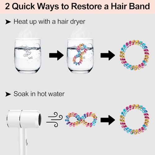 JessLab Spiral Hair Ties, 20 Pcs Traceless Phone Cord Hair Ties No Crease Spiral Bracelet Plastic Coil Ponytail Holders No-Damage Headband Hair Accessory for Girls Women Ladies Gift, Mix Color 5 - color: Mix Color 5