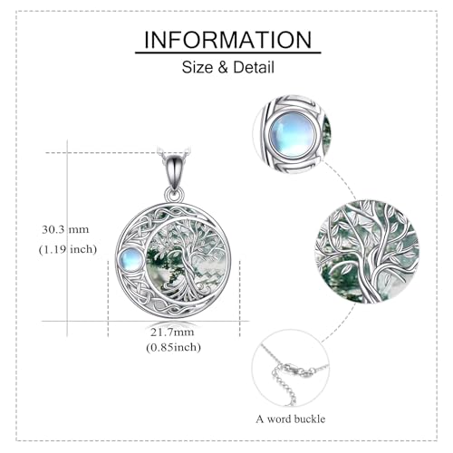 ONEFINITY Tree of Life Necklace 925 Sterling Silver Abalone Shell Celtic Knot Pendant Necklace for Women Jewelry - style: Moonstone Moss Agate Tree of Life