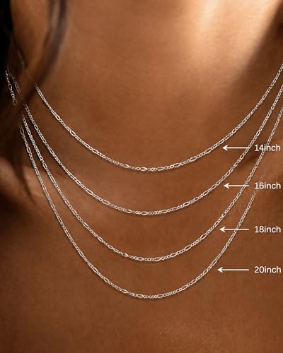 Gold/Silver Chain Necklace for Women Trendy - 925 Sterling Silver Dainty Waterproof Hypoallergenic Sturdy 18K Gold Plated Necklaces Jewelry Gift 14-20 Inch - color: Sterling Silver, size: 18"+2"