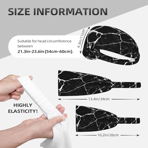 Black and Gold Swirl Liquid Ink Marble Workout Headbands Fashion Sports Sweatbands Yoga Hairbands for Fitness Athletic Non Slip Wicking Headscarf for Men Womens Girls Summer Accessories Elastic Bands - color: Marble Print Black White