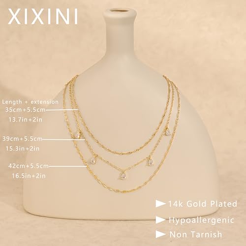 XIXINI Layered Necklaces for Women, Dainty Gold Necklace Stack 14k Gold Plated Layering Beads Choker Pendant Necklace Set Simple Statement Gold Necklaces for Women Trendy Fashion Gold Jewelry Sets - color: 3layer choker-Gold