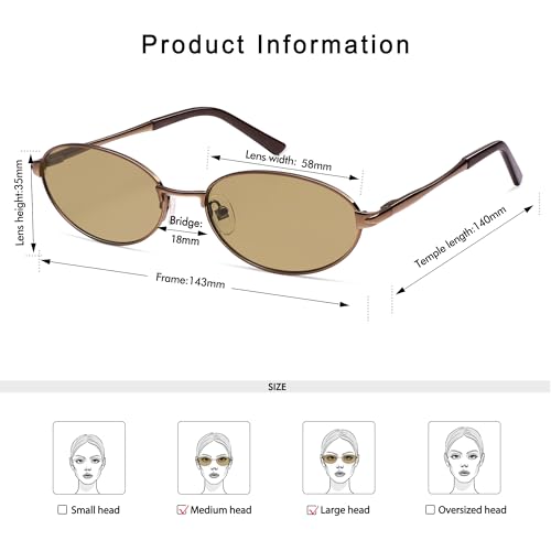 Appassal Retro Oval Sunglasses for Women Mens with Spring Hinge Sunnies AP3696 - color: C9 Brown / Tea Brown