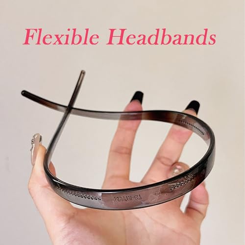 3 Pack Plastic Plain Headbands for Women, Hairband Designed for Eyewear, Fashion Skinny Headbands-Bright Surfac - color: Type A-Bright Surface