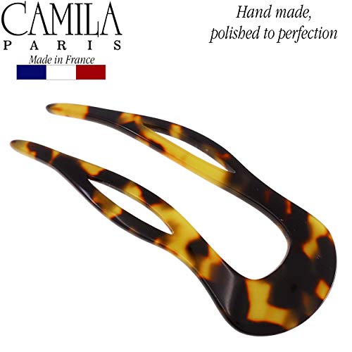 Camila Paris CP2469 French Twist Stick Clip Pins, Handmade, Tokyo, Girls Hair Pin U-Shaped Hair Fork for Girls Spiral Updo Chignon Bun Holder, Fashion Styling Hair Accessories for Women Made in France - color: 2-Prong Tokyo