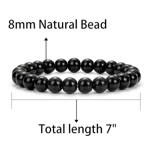 Gnamy Healing Crystal Bracelet for Women, Natural Stone Beaded Healing Crystal Bracelet Triple Protection Stress Relief Beads Jewelry Birthday Gifts Jewelry for Her - style: Money